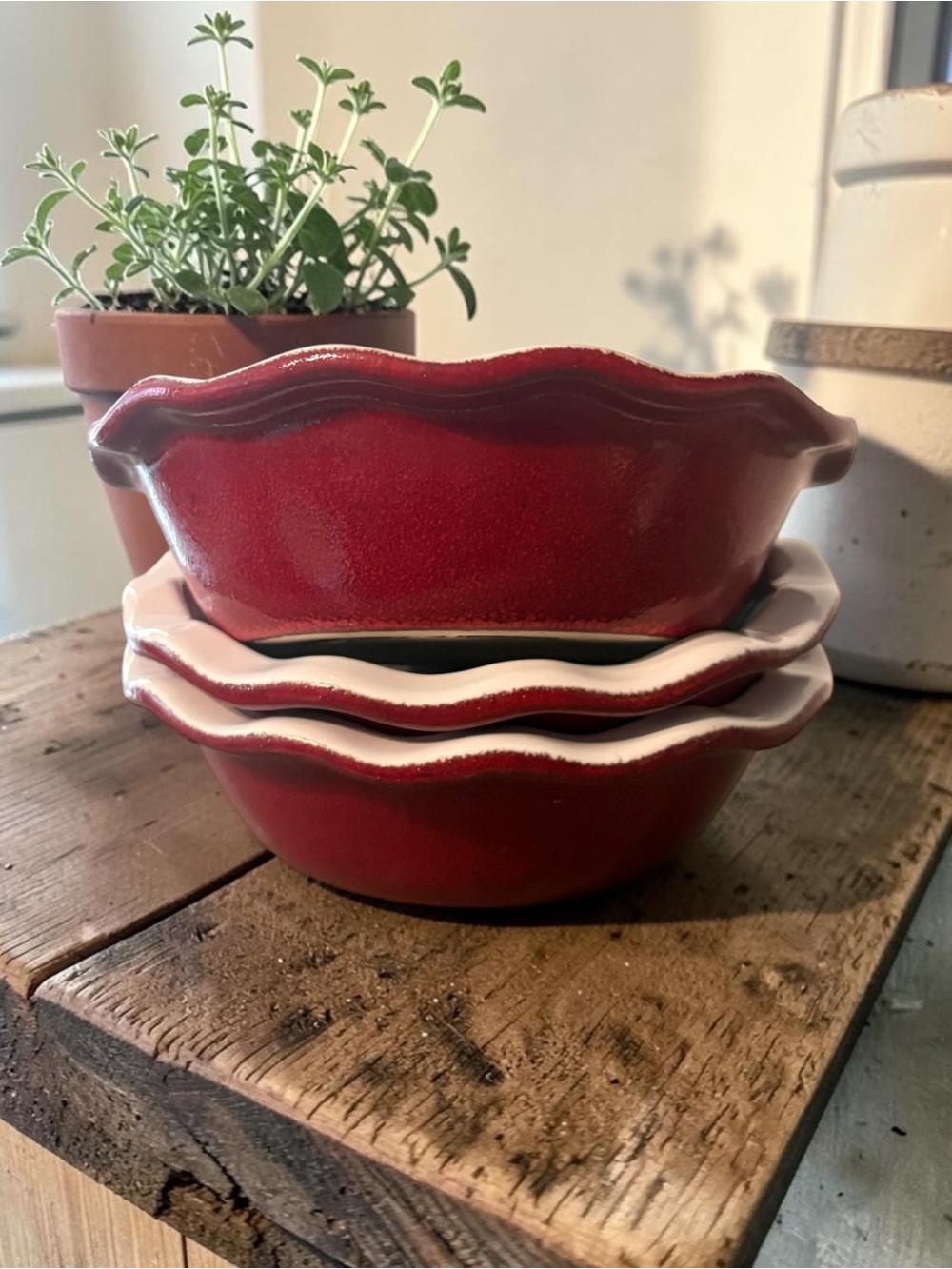 Emile Henry France 5.5" Mini Ruffle Ceramic Pie Dishes Williams Sonoma Set of 3